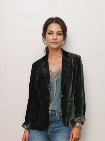 Gold velvet casual blazer