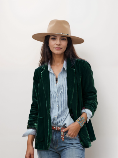 Gold velvet casual blazer