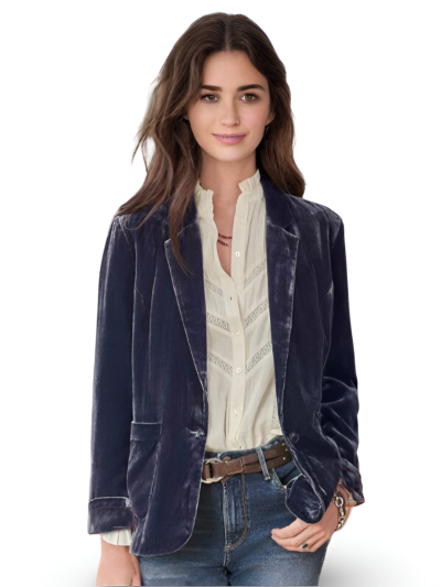 Gold velvet casual blazer