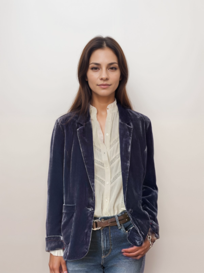 Gold velvet casual blazer