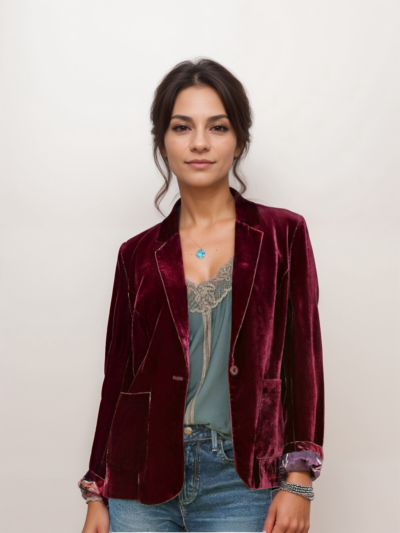 Gold velvet casual blazer