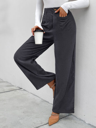 Women's Corduroy Patch Pocket Casual Pants - Image 5