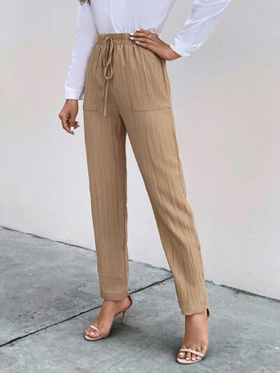 Casual elastic waist pleated women's pants - Image 2