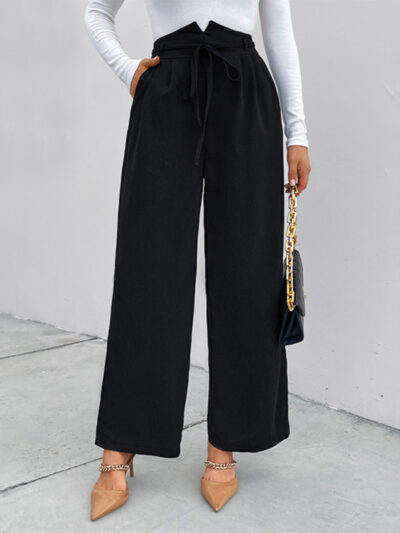 Women's elastic elastic loose wide leg long pants - Image 3