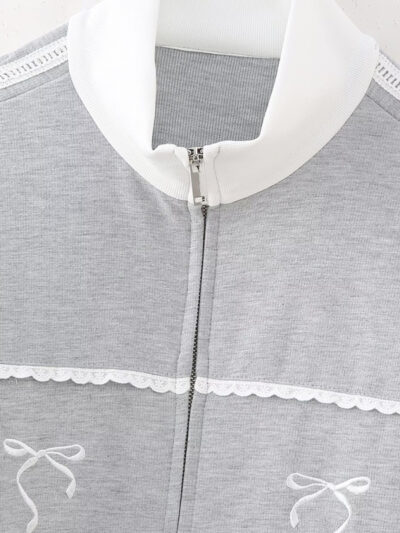 Style lace embroidery decorative sweatshirt jacket - Image 3