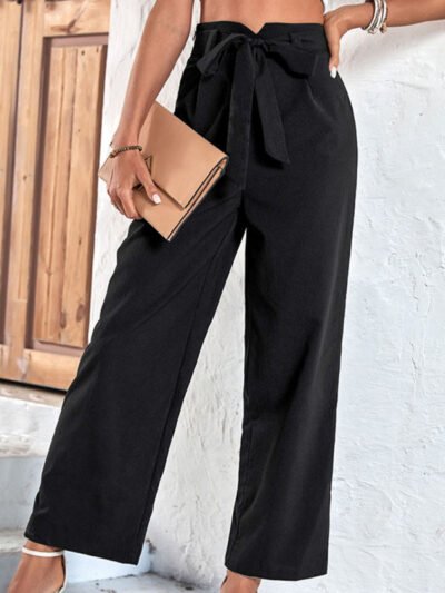 Women's style black cropped casual pants - Image 2