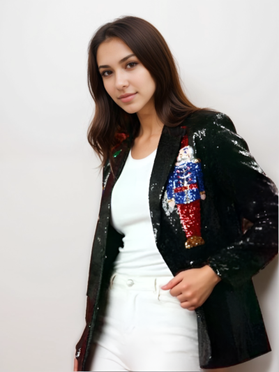 Christmas Sequined Loose Blazer