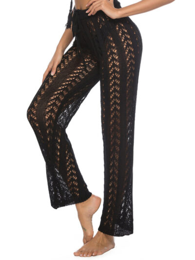 Hollow loose wide leg holiday style beach trousers - Image 13