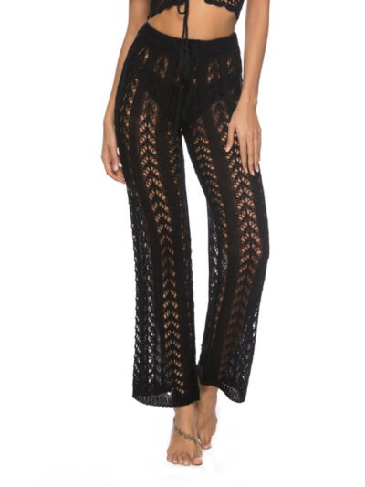 Hollow loose wide leg holiday style beach trousers - Image 3