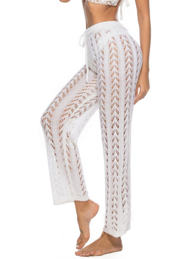 Hollow loose wide leg holiday style beach trousers - Image 8