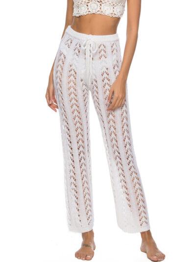 Hollow loose wide leg holiday style beach trousers - Image 2