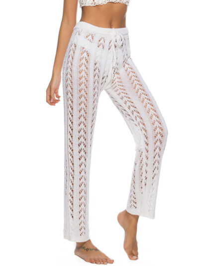 Hollow loose wide leg holiday style beach trousers - Image 9