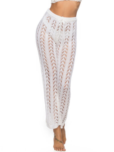 Hollow loose wide leg holiday style beach trousers - Image 10