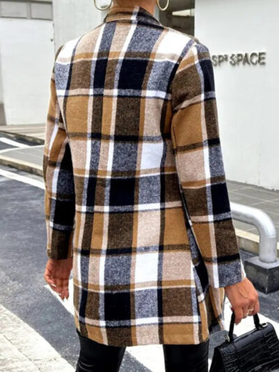 Women's autumn and winter plaid woolen jacket - Image 2