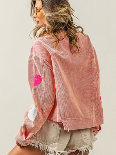 Valentine's Day Love Sequin Jacket Raw Edge Corduroy Women's Jacket - Image 5