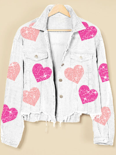 Valentine's Day Love Sequin Jacket Raw Edge Corduroy Women's Jacket - Image 2