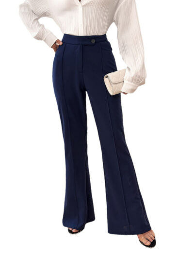 Women's elegant solid color slim fit flared trousers - Image 3