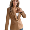 Feminine solid color long-sleeved one-button blazer