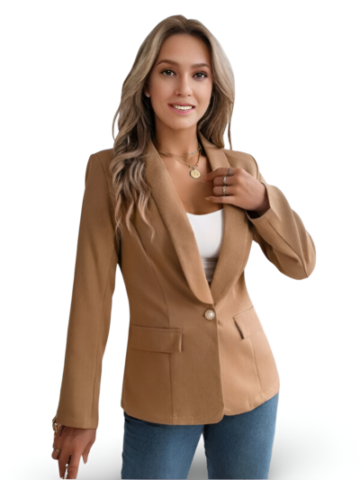 Feminine solid color long-sleeved one-button blazer