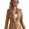 Feminine solid color long-sleeved one-button blazer