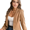 Feminine solid color long-sleeved one-button blazer