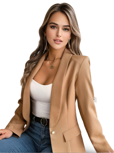 Feminine solid color long-sleeved one-button blazer