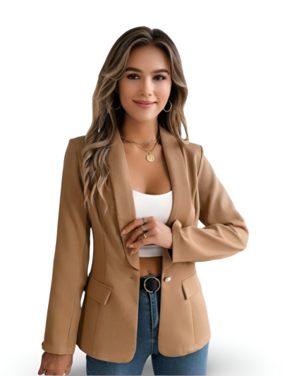 Feminine solid color long-sleeved one-button blazer