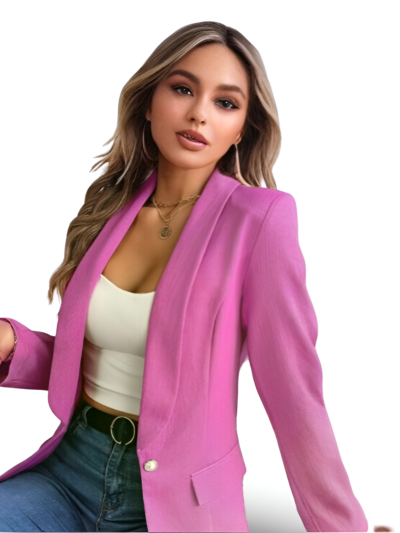 Feminine solid color long-sleeved one-button blazer