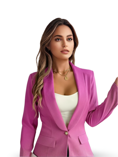 Feminine solid color long-sleeved one-button blazer