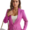 Feminine solid color long-sleeved one-button blazer