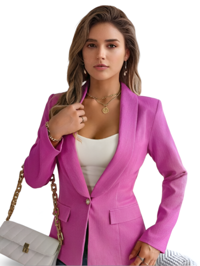 Feminine solid color long-sleeved one-button blazer