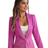 Feminine solid color long-sleeved one-button blazer