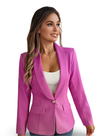 Feminine solid color long-sleeved one-button blazer