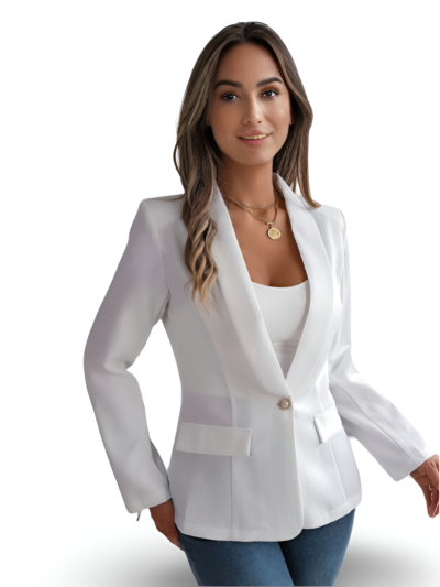 Feminine solid color long-sleeved one-button blazer