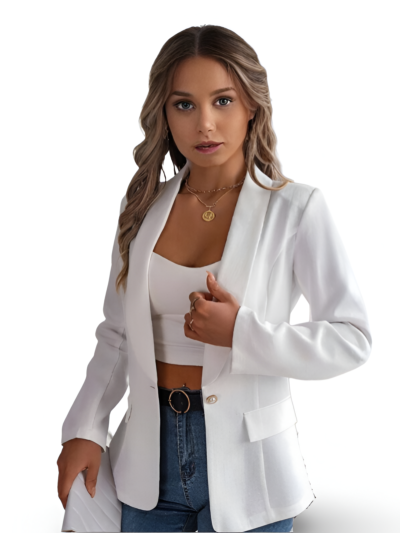 Feminine solid color long-sleeved one-button blazer