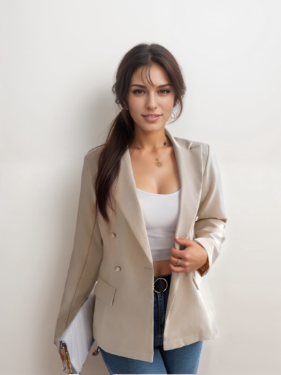 Solid color long-sleeved Blazer