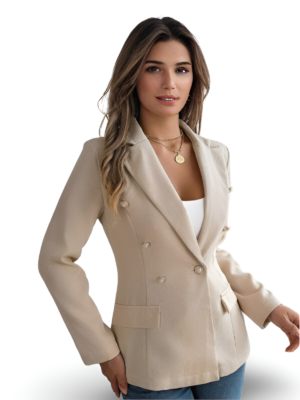 Feminine solid color long-sleeved double-breasted suit