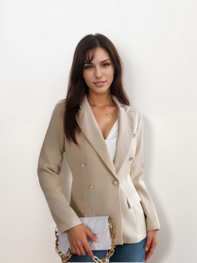 Solid color long-sleeved Blazer