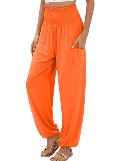 Women's elastic high waist wide leg casual trousers - Image 6