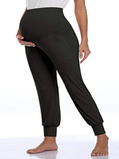 Maternity wear solid color casual pocket belly trousers - Image 4