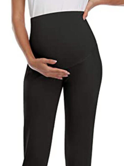 Maternity wear solid color casual pocket belly trousers - Image 5