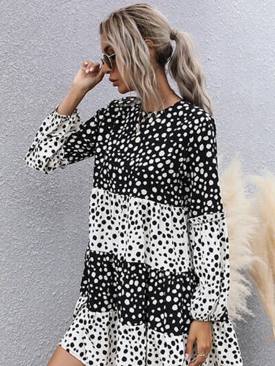 Fashion women's long -sleeved bottoming wild dress - Image 4