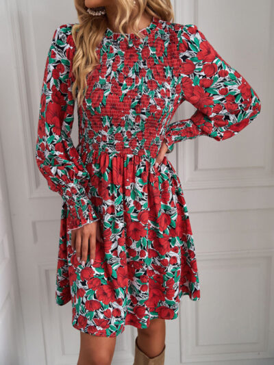 Women's Floral Lantern Sleeve Casual Dress - Image 6