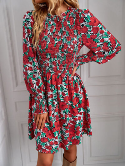 Women's Floral Lantern Sleeve Casual Dress - Image 5