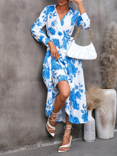 Casual all-match printed long-sleeved mid-length dress - Image 4