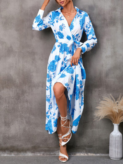 Casual all-match printed long-sleeved mid-length dress - Image 3