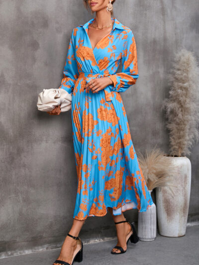 Casual all-match printed long-sleeved mid-length dress - Image 6