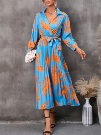 Casual all-match printed long-sleeved mid-length dress - Image 8