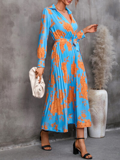 Casual all-match printed long-sleeved mid-length dress - Image 9