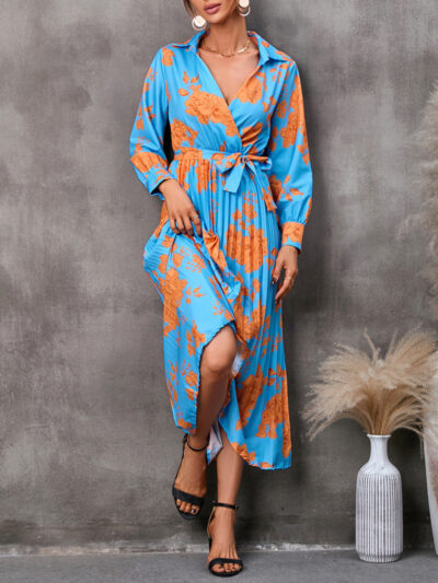 Casual all-match printed long-sleeved mid-length dress - Image 10